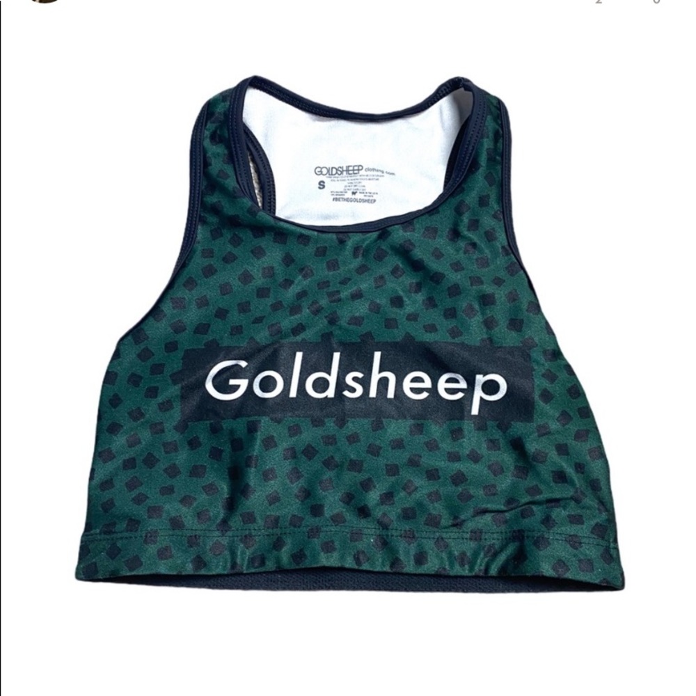 Goldsheep Green/Black Logo Graphic Sports Bra
